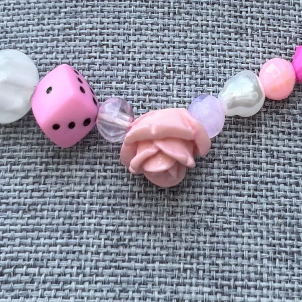 Two (2) Urban Outfitters OU Layering Pink Mushroom Flower Heart Necklaces NWT